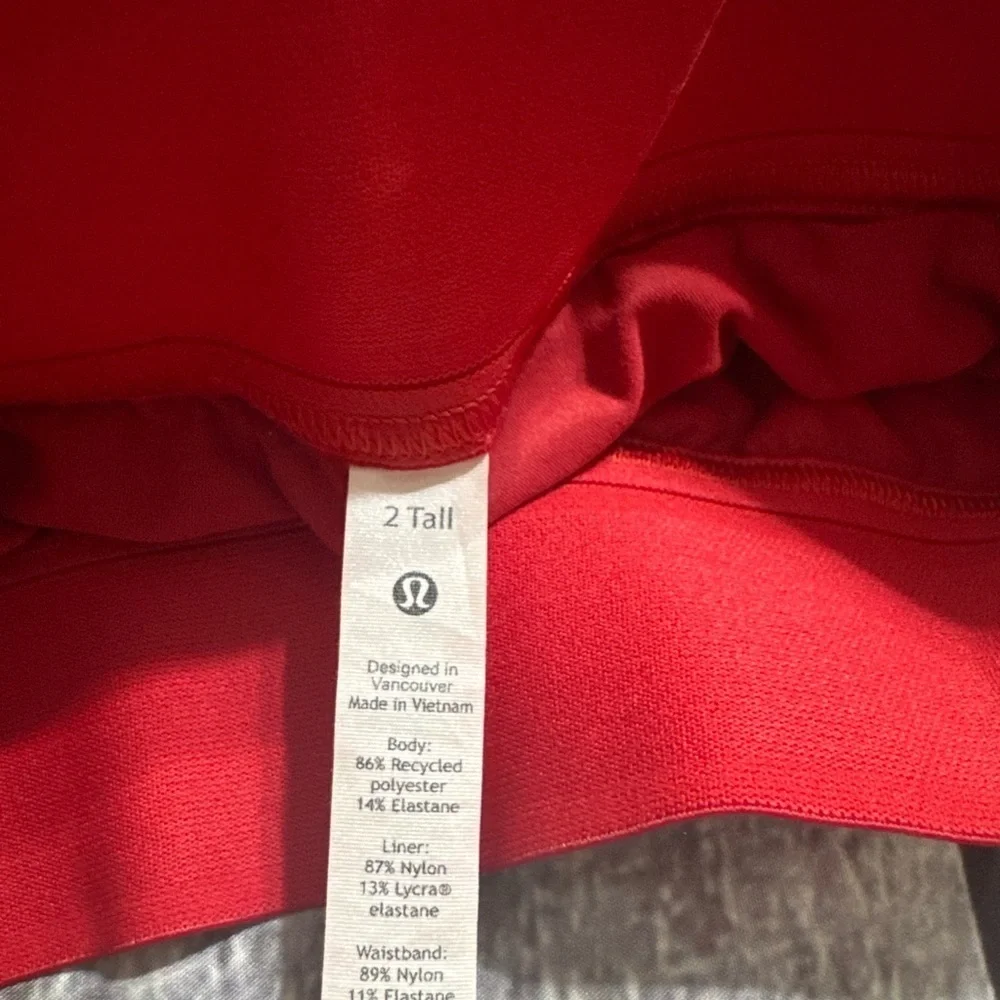 Lululemon Red Court Rival Skirt
